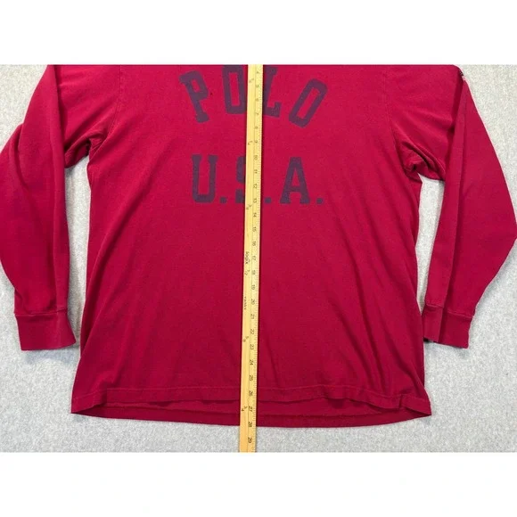 Polo Ralph Lauren Mens Long Sleeve T-Shirt Red Polo USA Graphic American Flag L - Picture 3 of 11